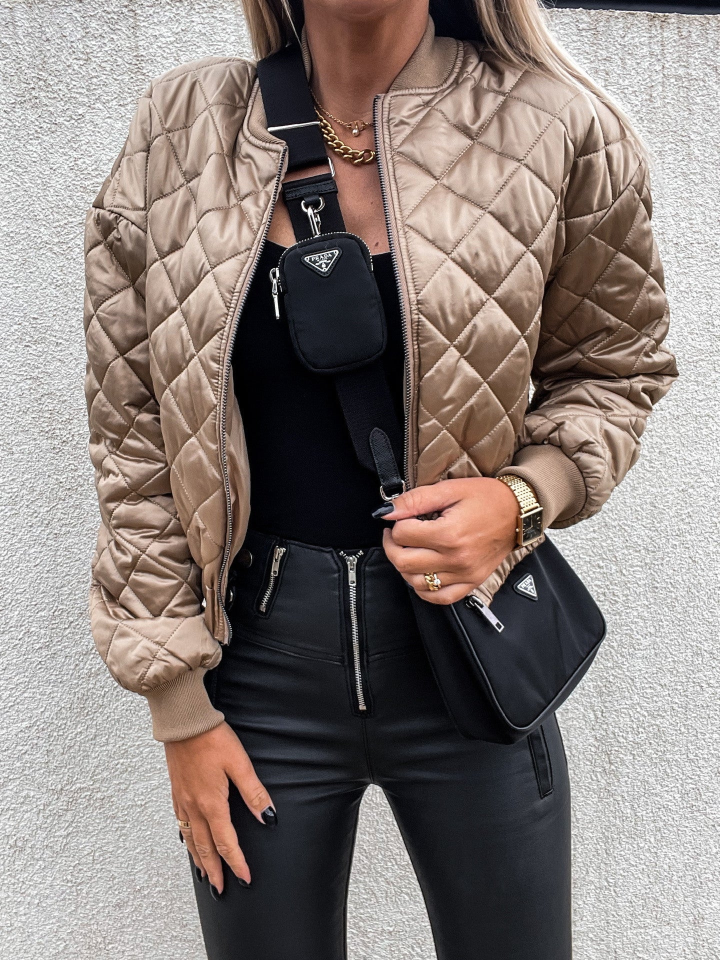 Women's Long-sleeved Solid Color Short Zippered Cotton Jacket