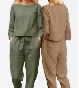 Solid Color One-shoulder Casual Lace-up Women's Suit