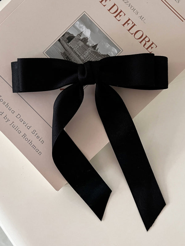 New solid color satin bow hairpin ribbon hairpin headdress