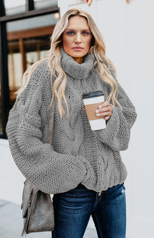 Women's Thick Knit Turtleneck Pullover Sweater