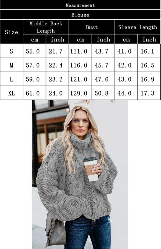 Women's Thick Knit Turtleneck Pullover Sweater