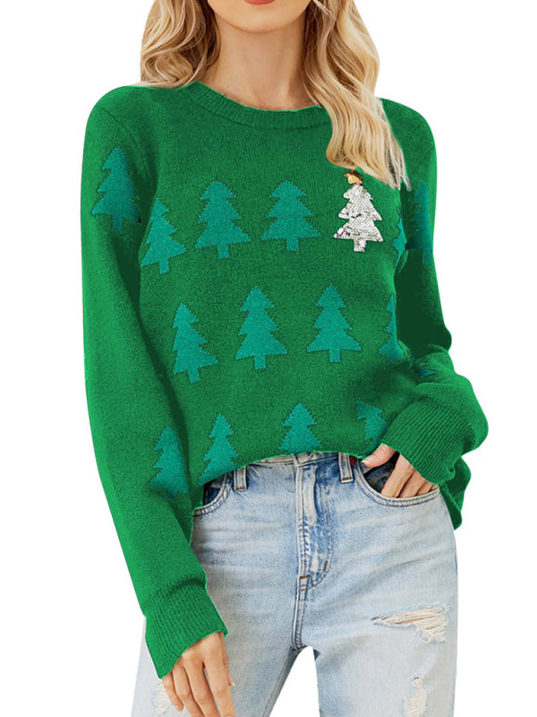 New Christmas tree jacquard Christmas casual pullover knitted sweater