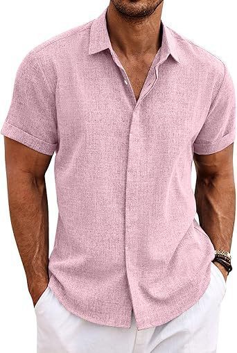 Men's Shirt Short Sleeve Casual Buckle