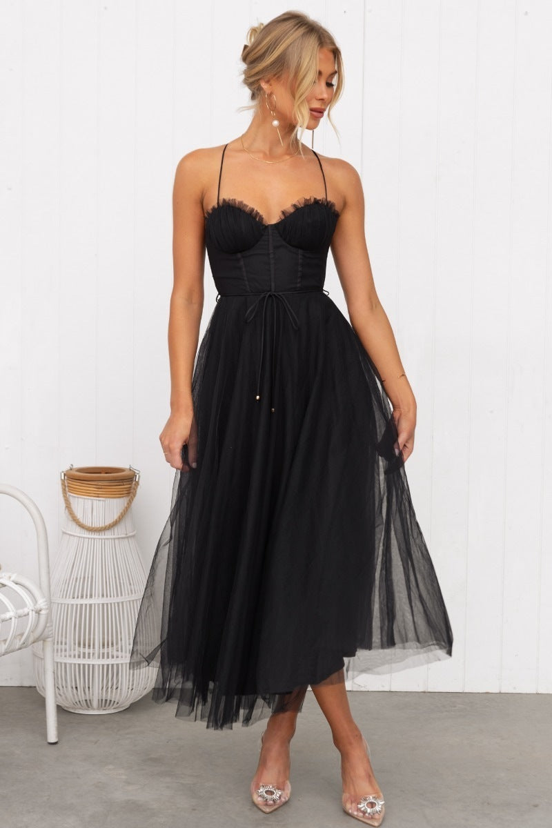Temperament Camisole Mesh Party Evening Dress