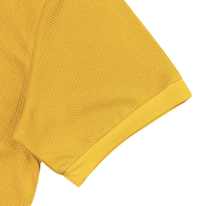Waffle Short Sleeve Polo Shirt Men's Fashion Summer Lapel Tops