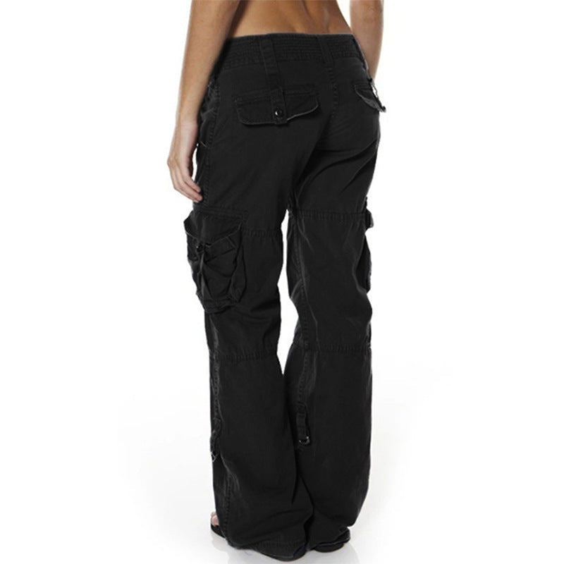 Women's Multi Pocket Casual Loose Straight Cargo Pants