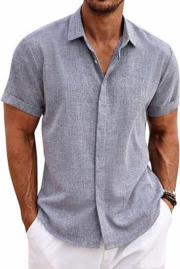 Men's Shirt Short Sleeve Casual Buckle