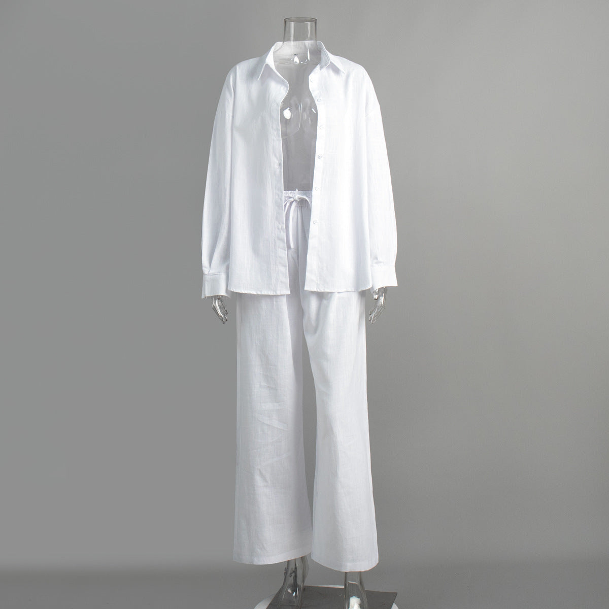 Cotton Shirt Trousers Suit Loose Long Sleeve