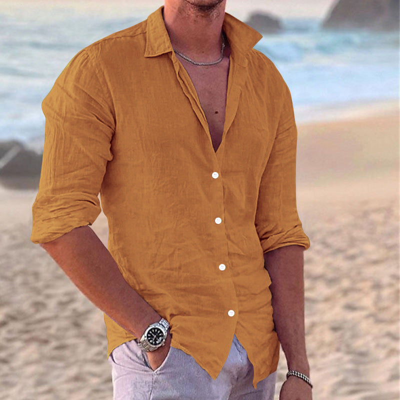 Men's Casual Fashion Cotton And Linen Slim-fit Shirt