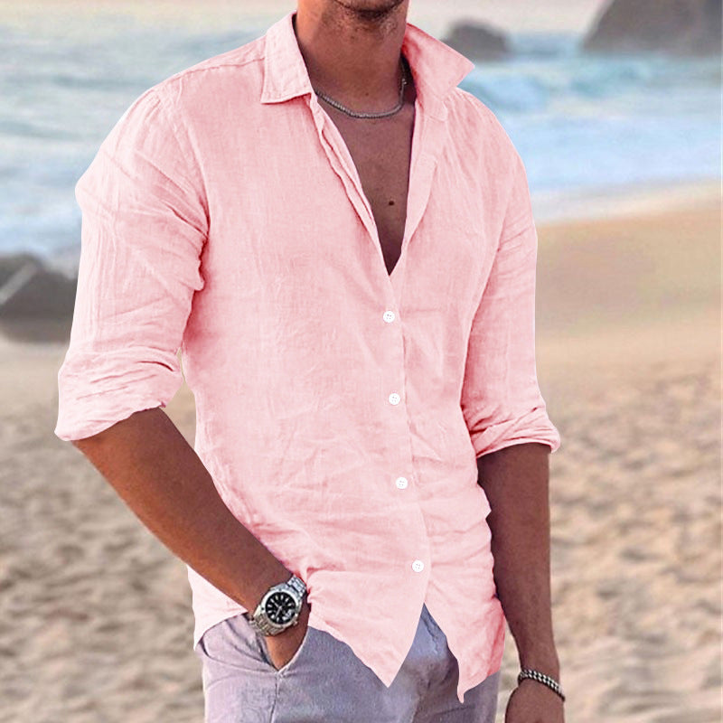 Men's Casual Fashion Cotton And Linen Slim-fit Shirt