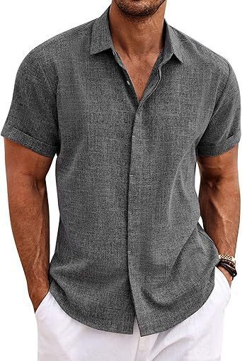 Men's Shirt Short Sleeve Casual Buckle