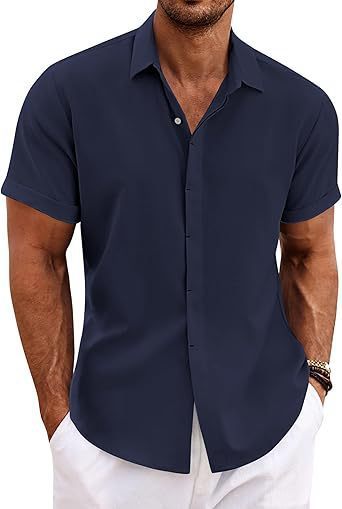 Men's Shirt Short Sleeve Casual Buckle