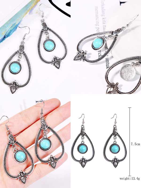 Bohemian vintage ethnic turquoise earring set