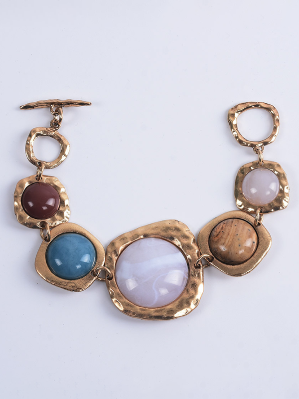 Fashion personality geometric metal stone bracelet