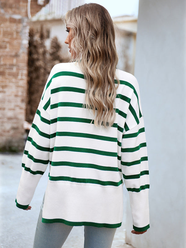 Women’s Casual Striped Knit Sweater Top