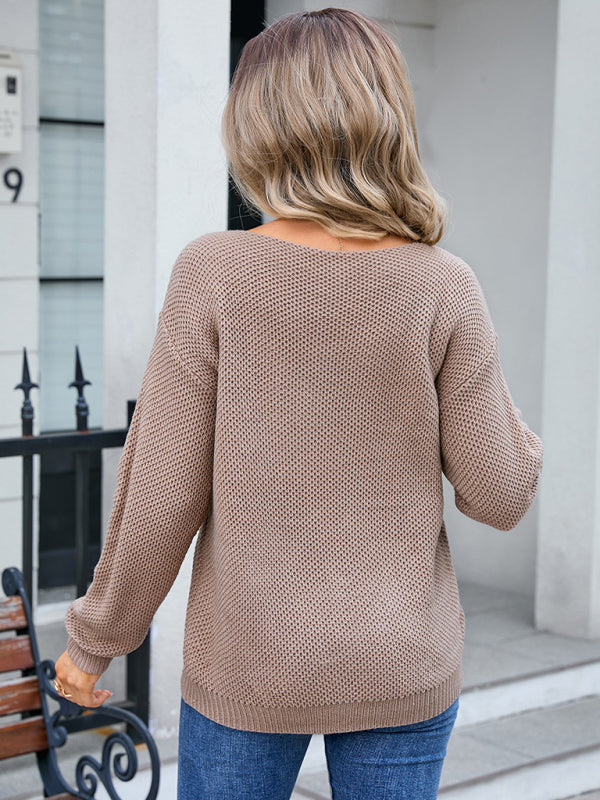 Women's Crew Neck Pullover Pocket Sweater