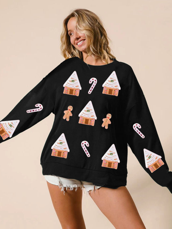 Women's Christmas House Sequin Sweater Fashion Casual Top