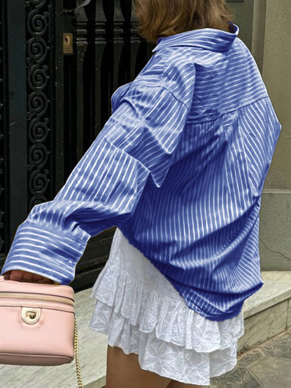 Holiday Button Stripe Long Sleeve Shirt